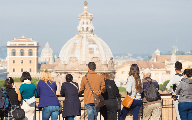Pilgrims overlooking the Vatican